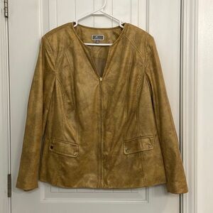 JM Collections size 14 jacket with an faux snack print with gold zipper